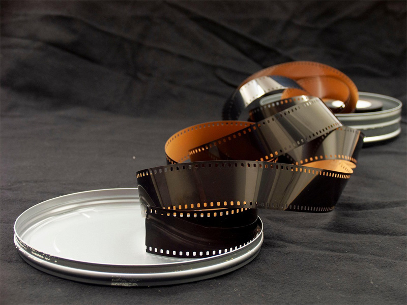 Filmrolle von der Spule abgewickelt