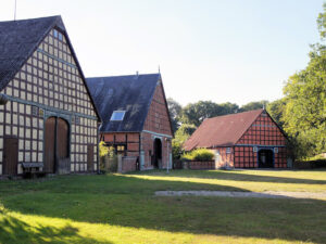 Wendland Rundlingsdorf mit drei Fachwerkhäusern