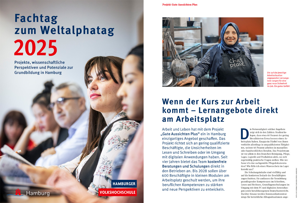 Aktionstag mit Stand vom Alfa Mobil zum Weltalphabetisierungstag in der Fußgängerzone in Hamburg Altona, Große Bergstraße